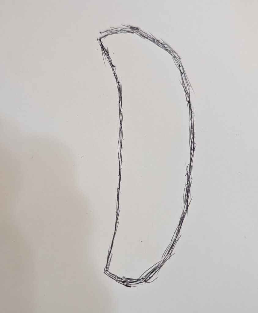 Witness sketch showing a crescent shaped object
