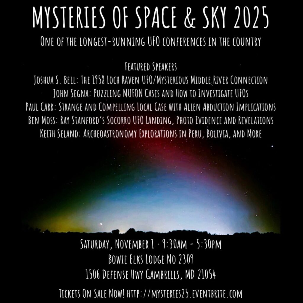 Promotional placard for Mysteries of Space and Sky 2025 conference